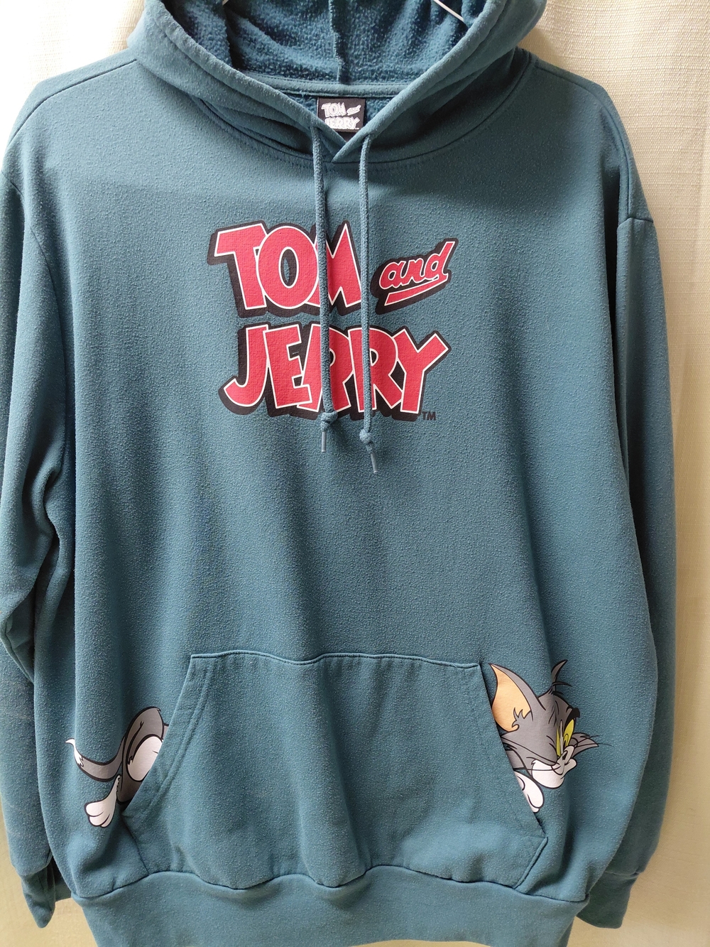 Warner Bros. Teal Tom and Jerry Pullover Hoodie Mens Size (L)